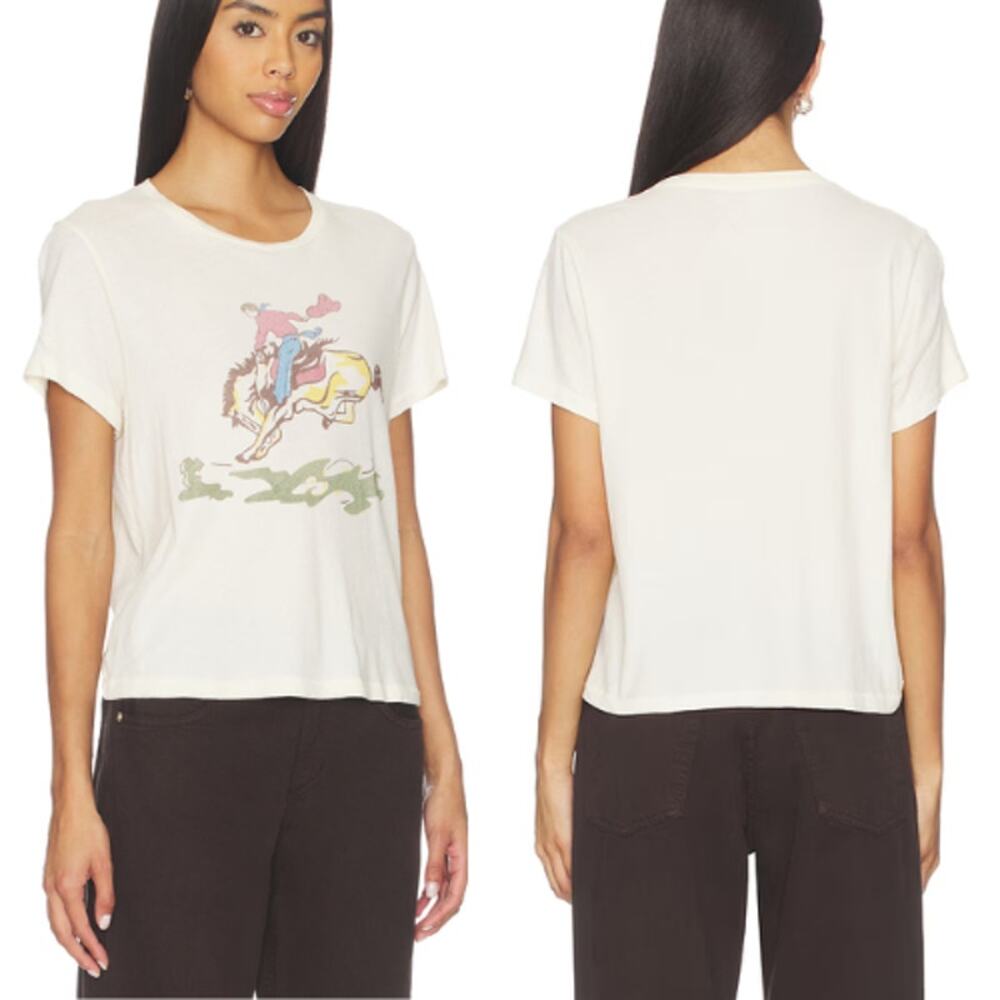 NWT The Great. The Little Tee With Rider Graphic Short Sleeve Tshirt White